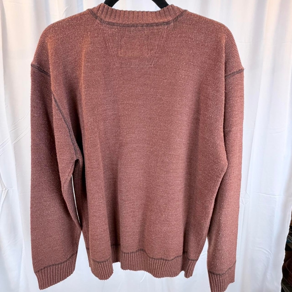 Expeditions by Wrangler Mens XL Burgundy Crewneck Sweater Contrast Stitching - Picture 2 of 3
